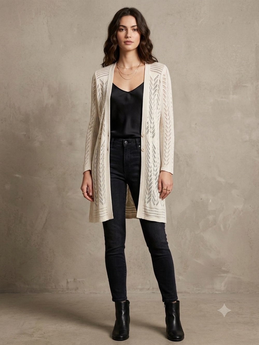 Anthropologie x Guinevere Trifecta Linen Blend Boho Minimalist cardigan medium
